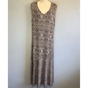 Soft Surroundings Tulum Maxi Dress M Tank Stretch Aztec Tribal Beach Resort